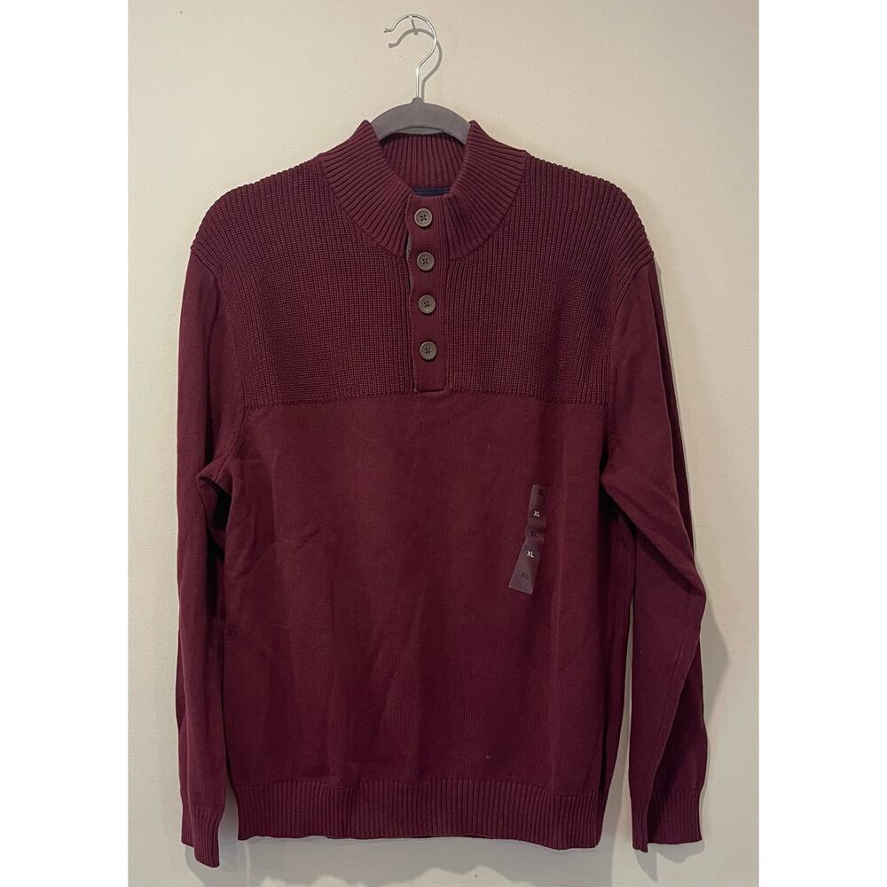 Club Room Mens Mock Neck Pullover Sweater Red Plum Size XL - Picture 1 of 5